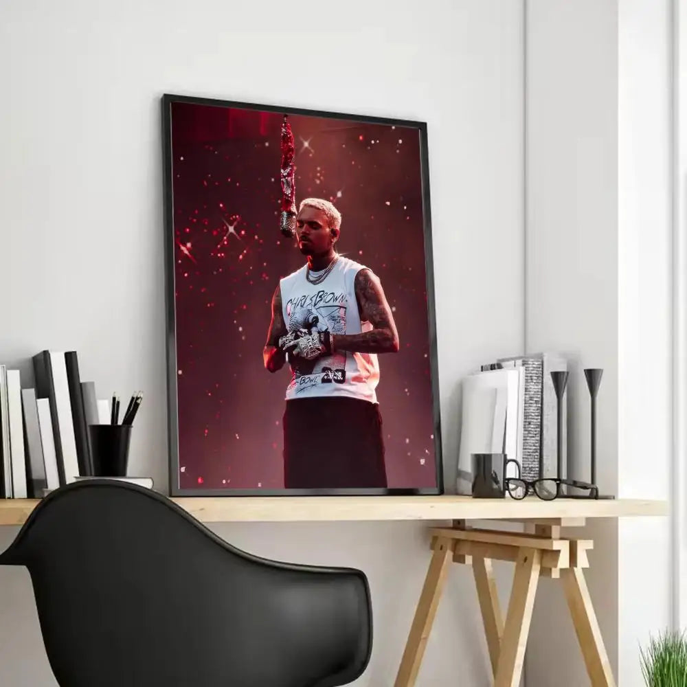Chris Brown Canvas Wall Art Poster – Unframed Home Décor Canvas Wall Art Axl Black2 15X20cmFrameless