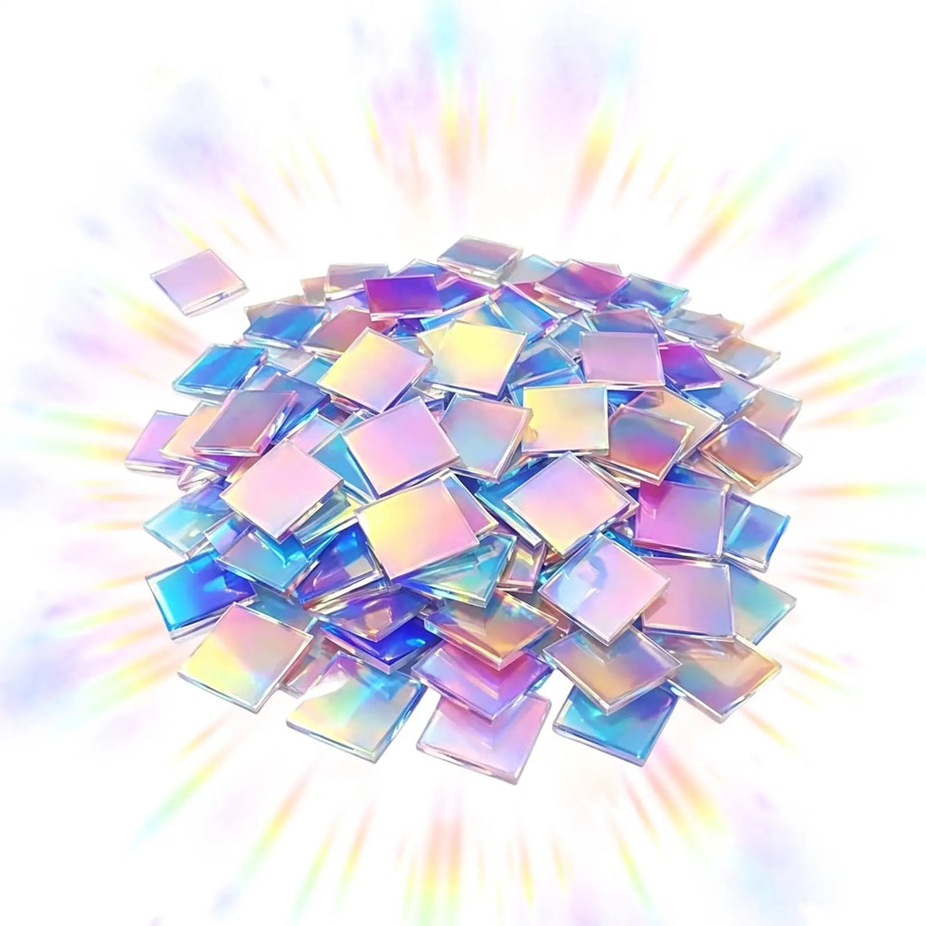 100Pcs Holographic Iridescent Acrylic Squares | Rainbow Craft Tiles Acrylic Craft Tiles Axl