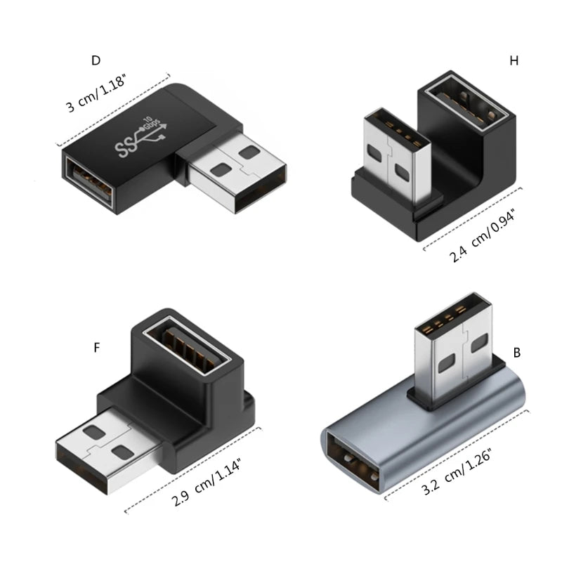 90° USB 3.0 Right Angle Adapter Male to Female 10Gbps USB Angle Adapter Axl