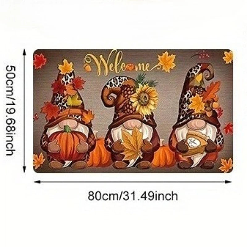 Gnome & Pumpkin Festive Doormat – Non-Slip Indoor/Outdoor Festive Doormat Axl 50x80cm- 1pc