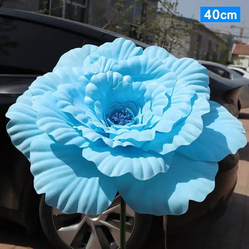 Large Artificial Peony Flowers 30/40cm – Faux Floral Wall Decor Artificial Flower Decor Axl blue 40cm