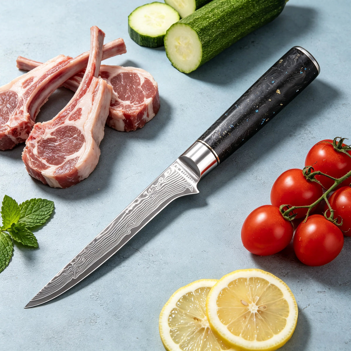 67-Layer Damascus Steel Boning Knife – Pro Chef Knife Damascus Boning Knife Axl