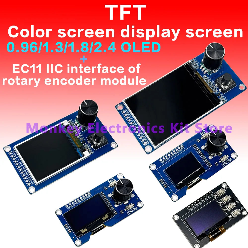 TFT OLED Display Module 0.96"–2.4" LCD + EC11 Rotary Encoder IIC LCD OLED Display Module Axl