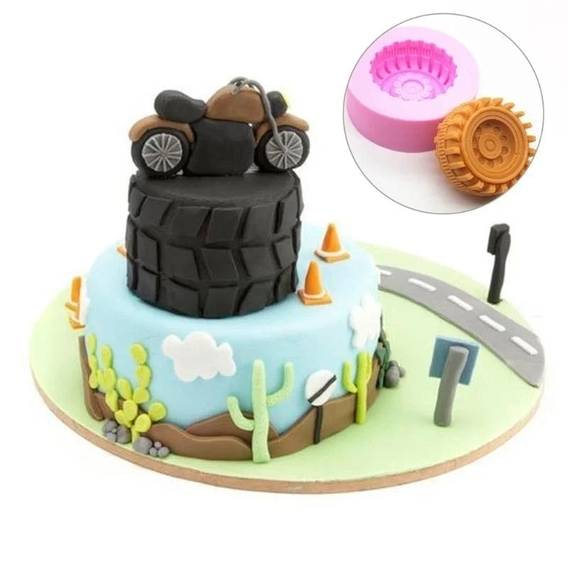 4-Piece Silicone Tire Wheel Pattern Cake Mold Set | DIY Baking Silicone Baking Mold Axl