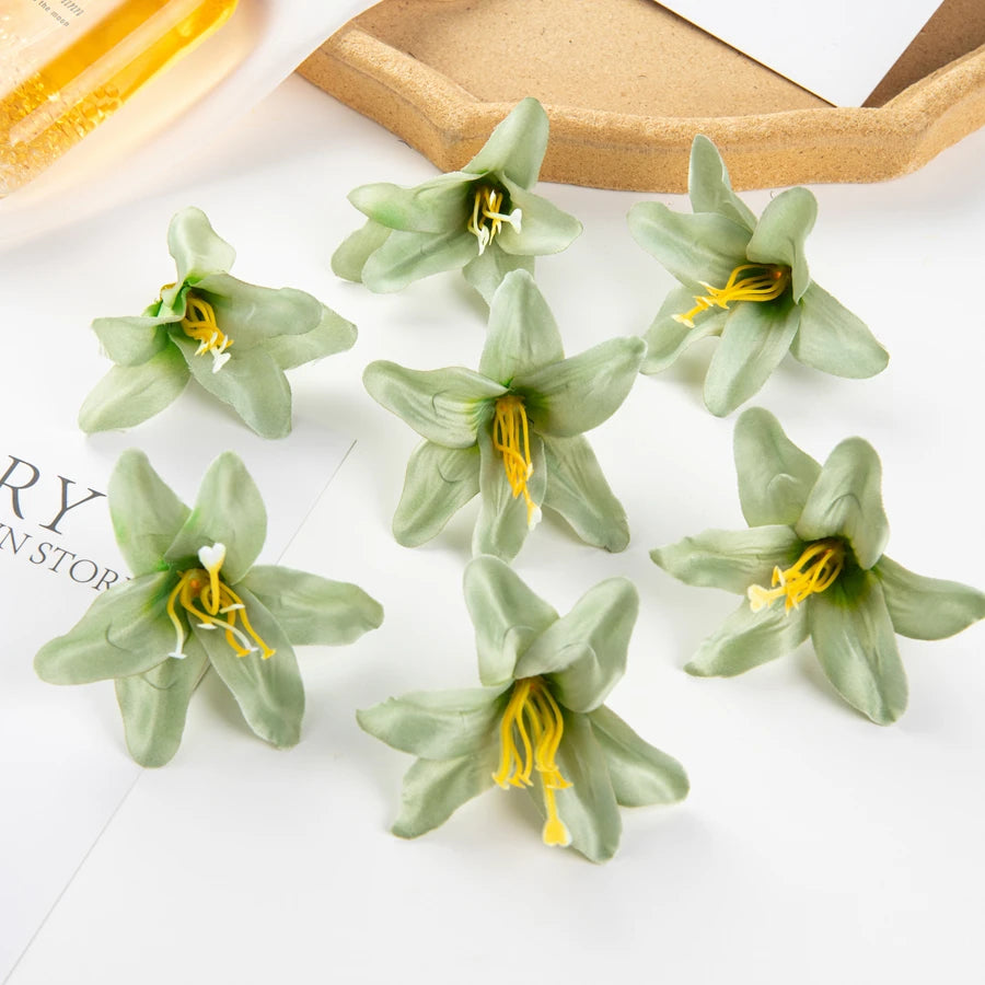 Silk Lily Artificial Flowers 10/20 Pcs – Wedding & Home Decor Artificial Silk Flowers Axl army green 10 pcs