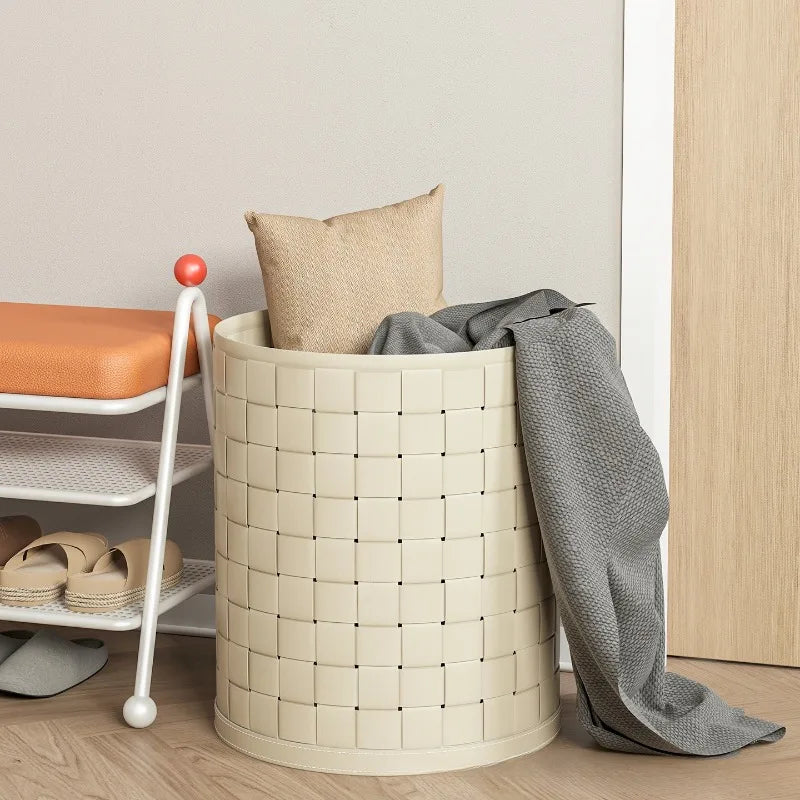Leather Storage Basket with Lid | Decorative Laundry Organizer Storage Basket Axl