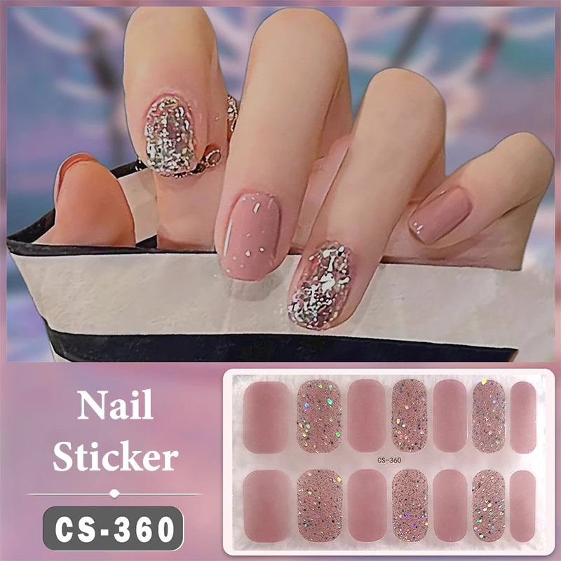 Waterproof Full Cover Nail Wraps – No-Lamp Nail Stickers 14pc