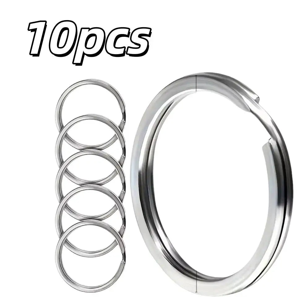 10-Pack 304 Stainless Steel Key Rings – 2.54cm Flat Split Rings Stainless Steel Key Rings Axl 10pcs