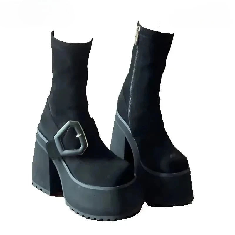 Women's Punk Platform Ankle Boots – Ultra-High Heel Buckle Platform Ankle Boots Axl