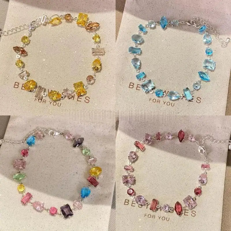 Colorful Crystal Zirconia Bracelet – Korean Style Women's Jewelry Fashion Bracelet Axl