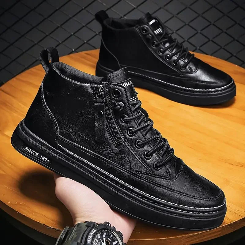 YBQJOO Men's Platform Lace-Up PU Leather Casual Oxford Shoes Men's Oxford Shoes Axl
