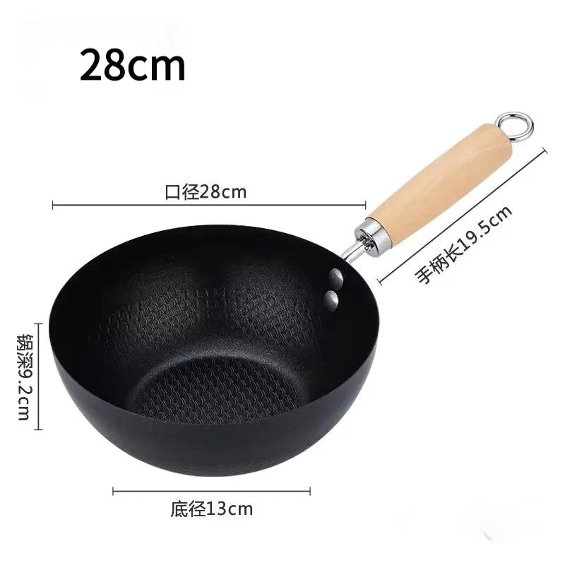 Uncoated Flat Bottom Iron Wok – Induction & Gas Stir-Fry Pan Iron Wok Axl 28cm As whown