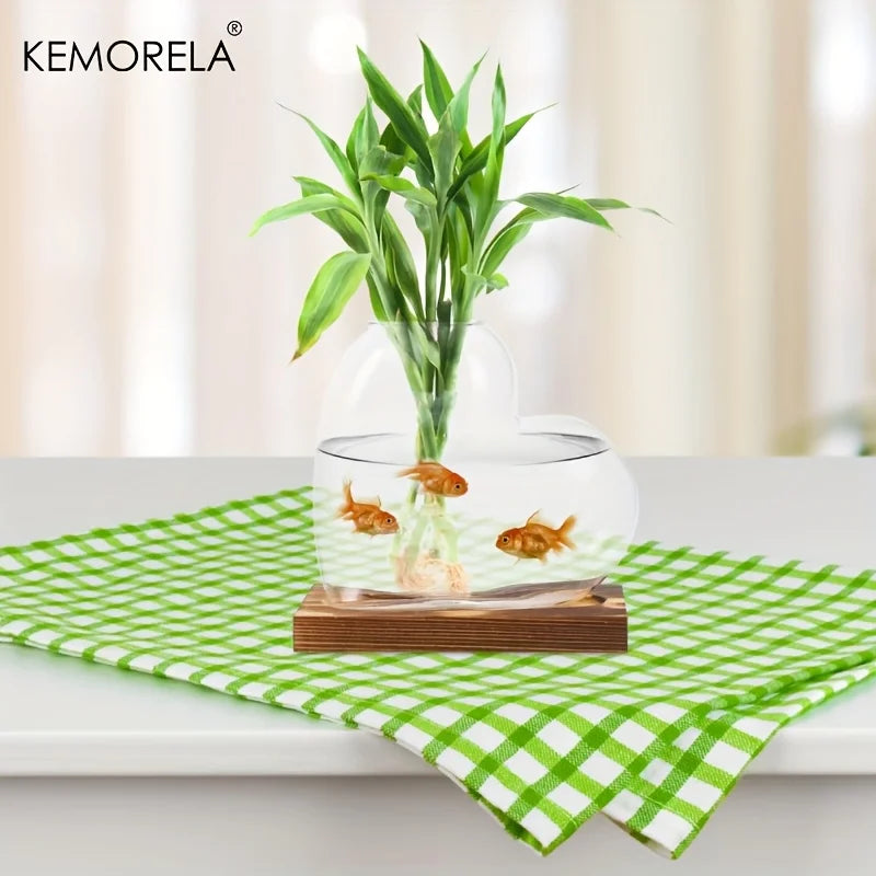 Hydroponic Glass Vase with Wooden Stand – Indoor Plant Propagation Hydroponic Plant Vase Axl