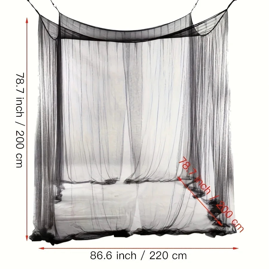 Square Canopy Mosquito Net – King, Queen & Twin Bed Sizes Bed Canopy Net Axl Black