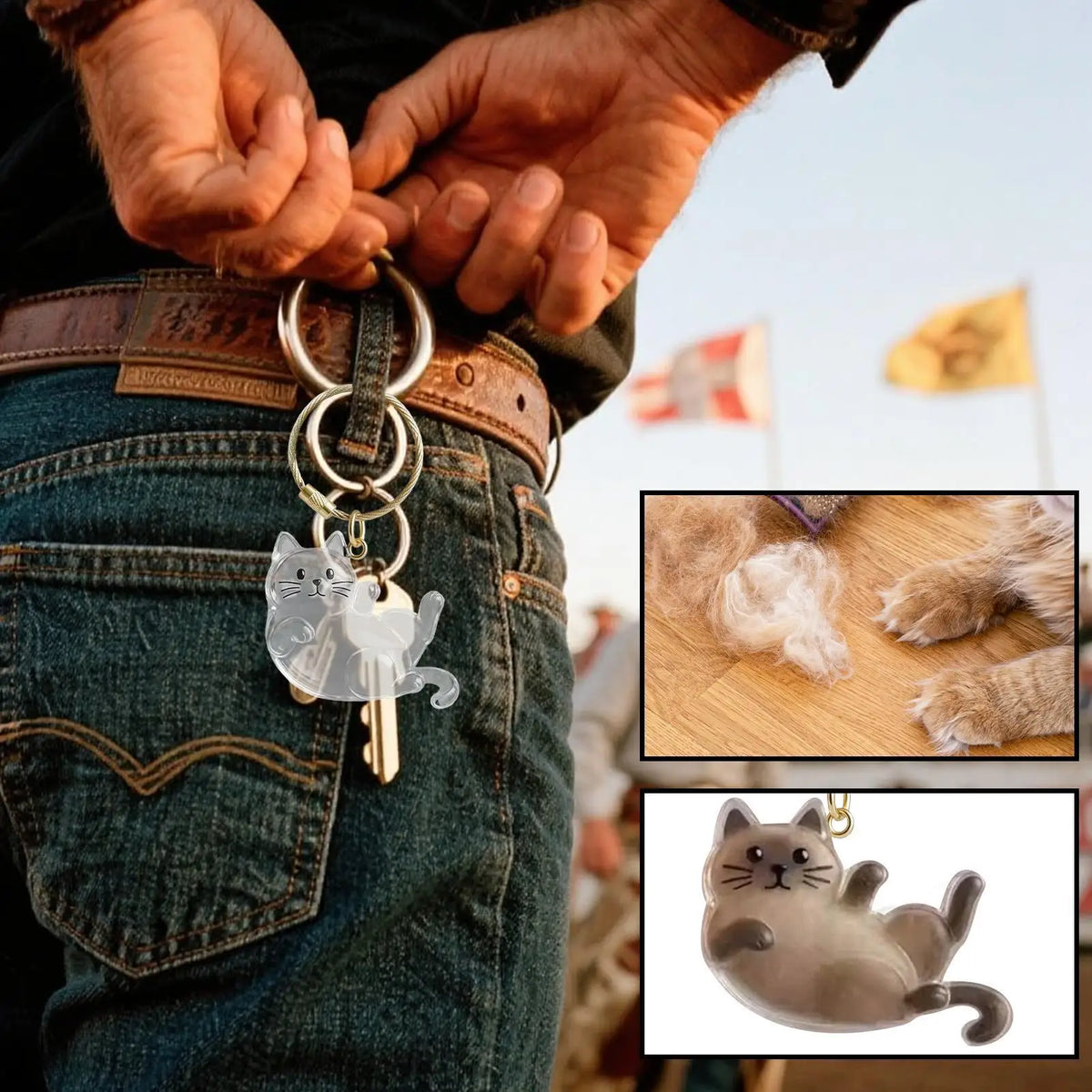 Pet Hair Keepsake Keychain – Transparent Cat Fur Storage Charm Pet Keepsake Charm Axl