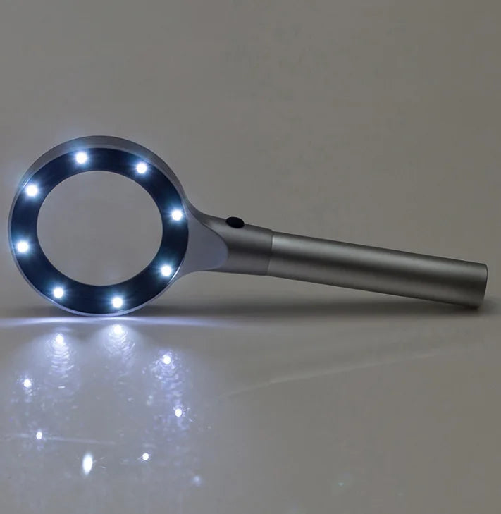 LED Magnifying Glass – Zinc Alloy Metal & Optical Glass Lens LED Magnifying Glass Axl 5X