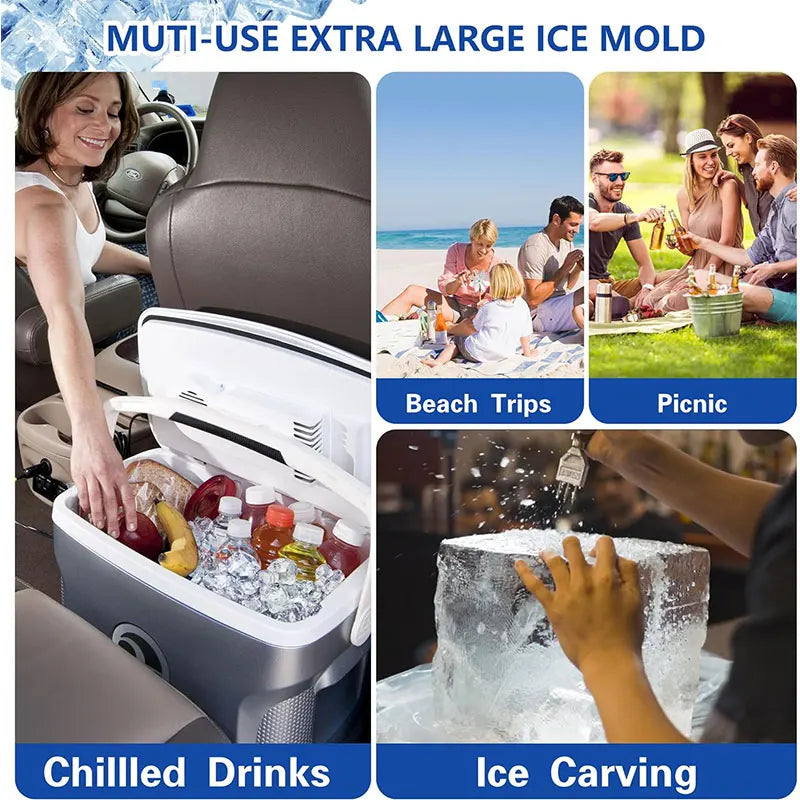 8LB Giant Silicone Ice Block Mold – Foldable Round Ice Cube Tray Silicone Ice Mold Axl