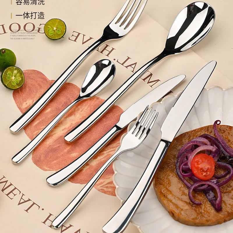 304 Stainless Steel Flatware Set – Mirror Finish Steak Knife & Fork Flatware Set Axl