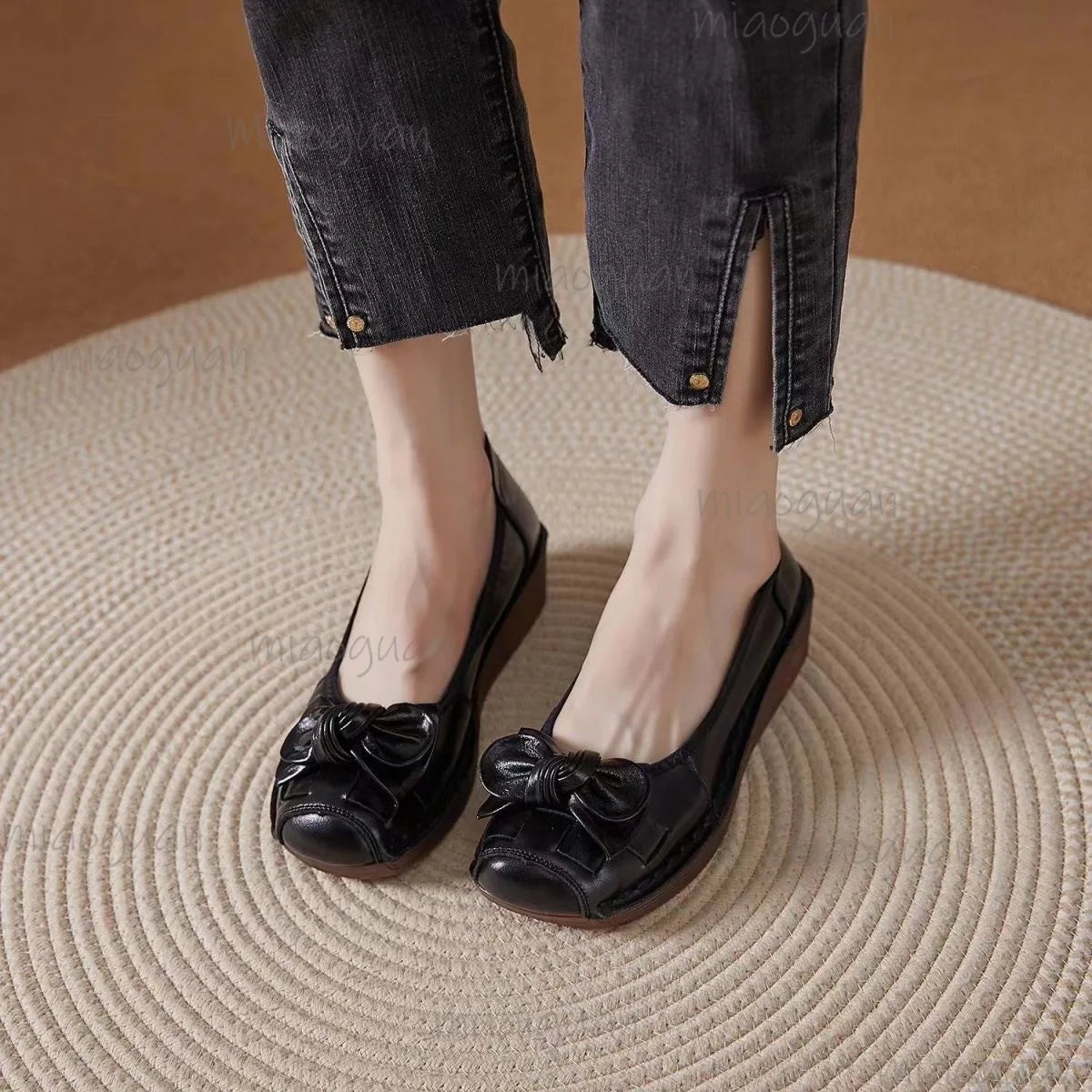 Women's Wedge Loafers – Bowknot Slip-On Pumps, Non-Slip Wedge Loafer Pumps Axl