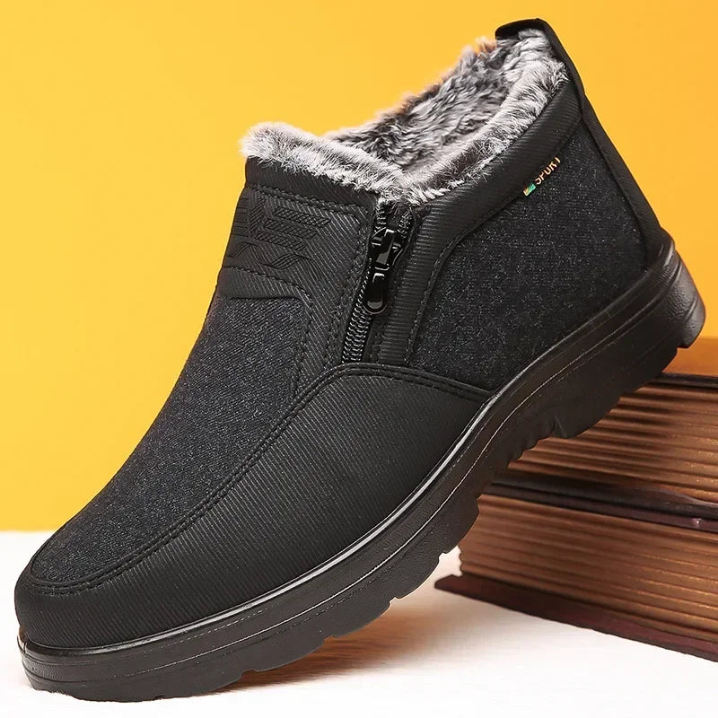 YBQJOO Men's Plush Winter Ankle Boots – Warm & Anti-Slip Men's Winter Boots Axl