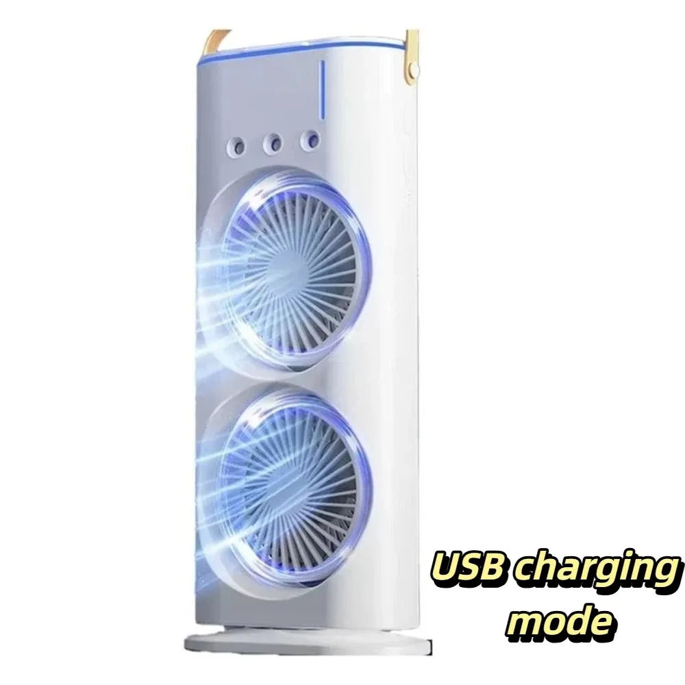 3-in-1 Desktop Fan Humidifier & LED Night Light | USB Cooler Desktop Humidifier Fan Axl White-style2