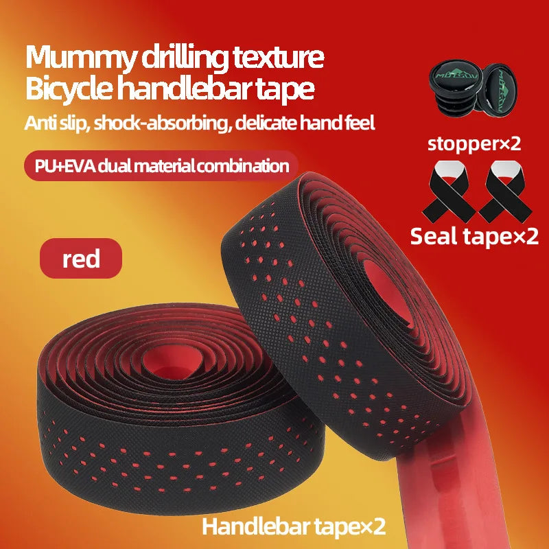 Road Bike Handlebar Tape – Anti-Slip Breathable Carbon Wrap Handlebar Tape Axl Red