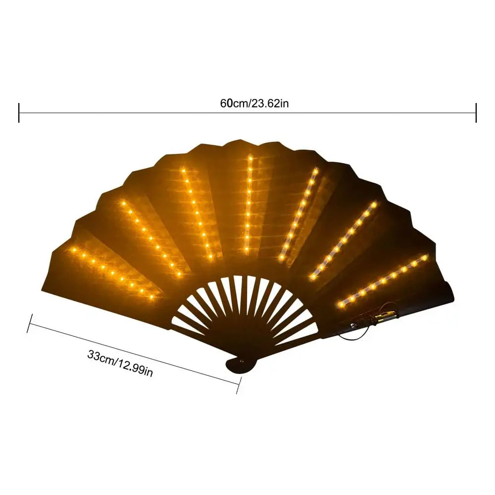 LED Glow Folding Fan – 63 LEDs for Rave, Halloween & Party LED Party Fan Axl Yellow