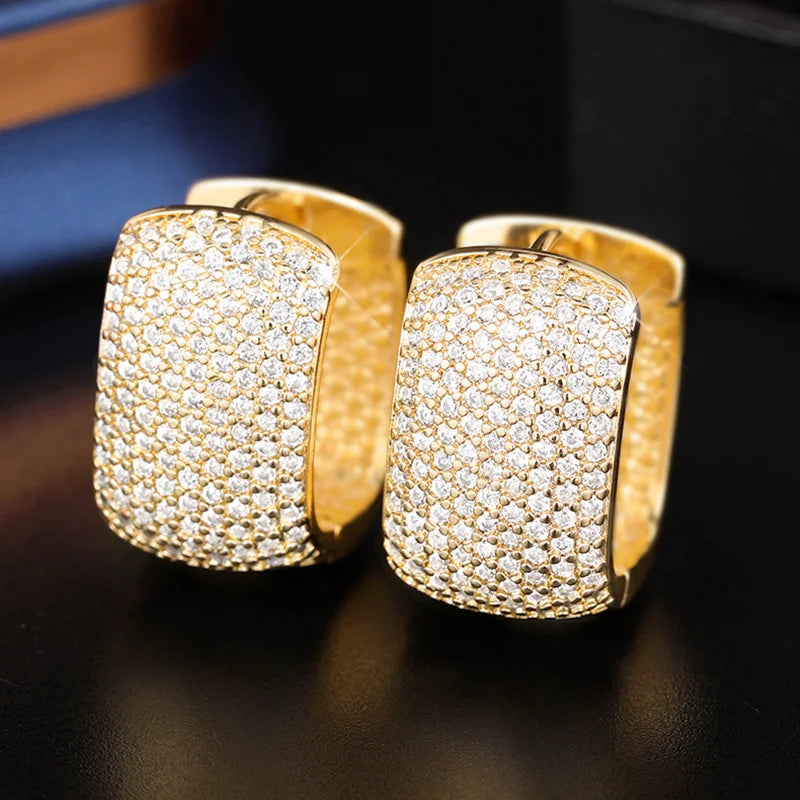 Huitan U-Shaped Cubic Zirconia Hoop Earrings for Women Hoop Earrings Axl E3522