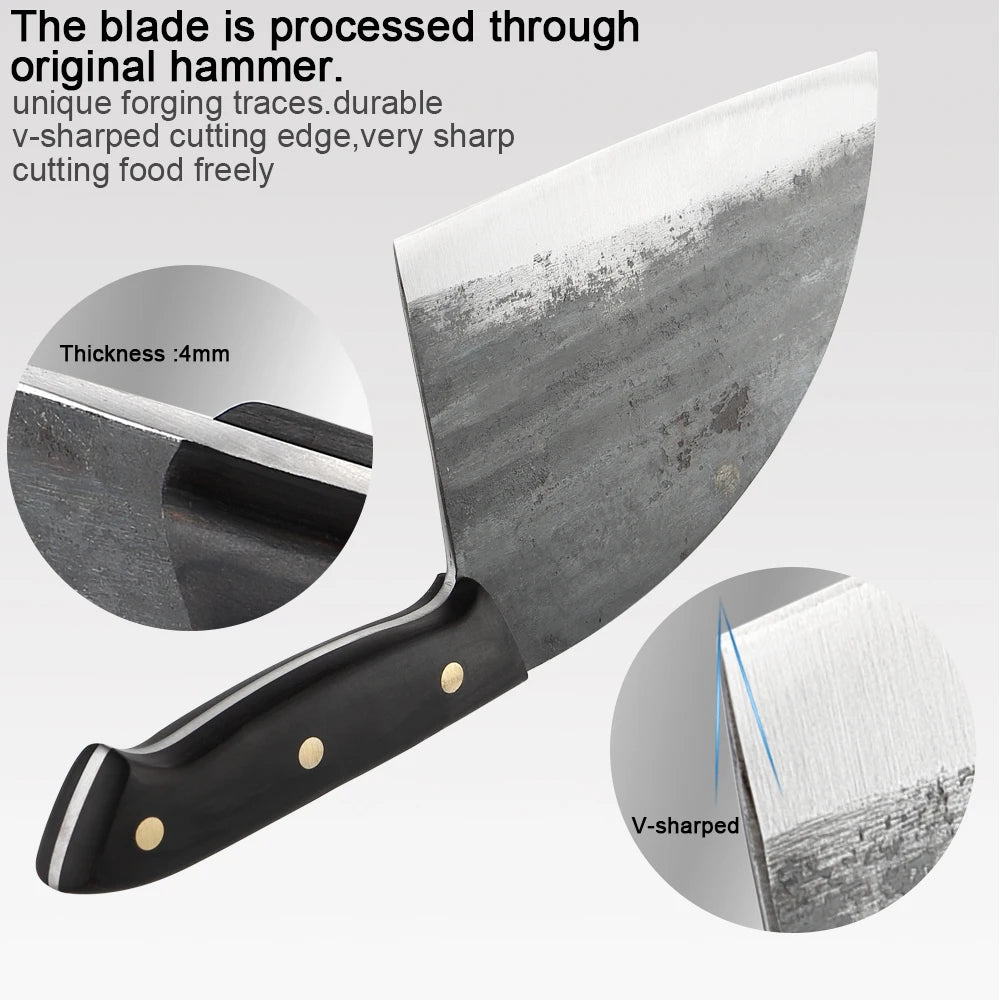 XITUO Forged High Carbon Steel Cleaver Knife – Full Tang Kitchen Cleaver Knife Axl