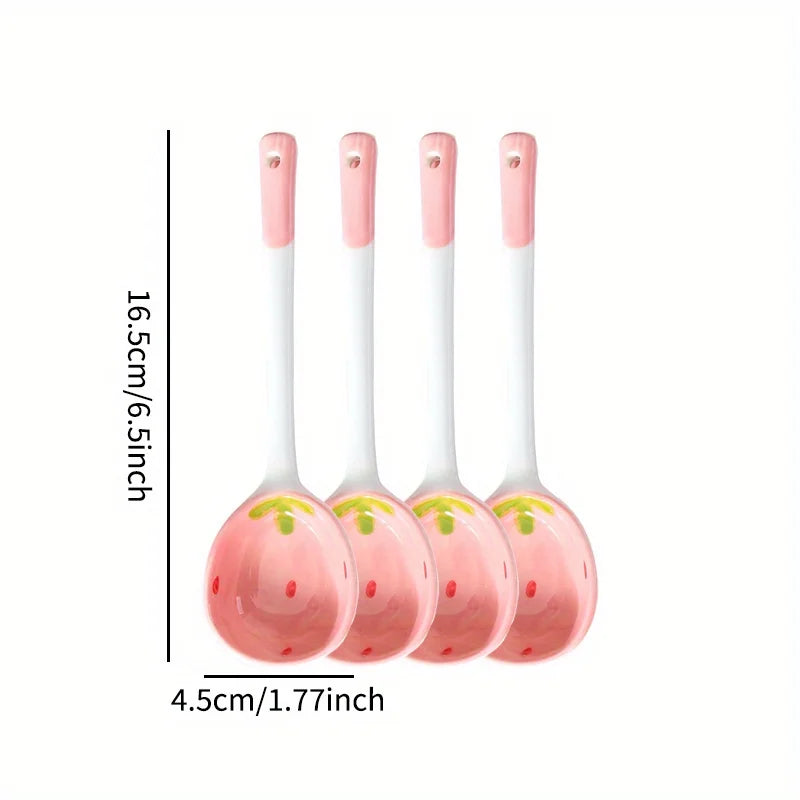 Ceramic Strawberry Spoons Set 2/4/6Pcs | KEMORELA Tableware Ceramic Spoon Set Axl 4PCS