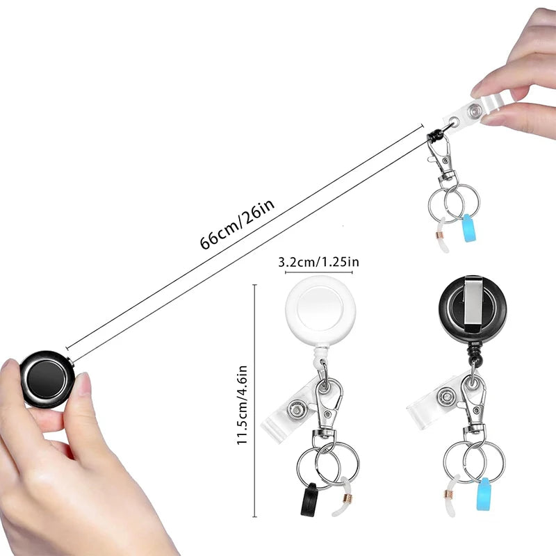 Retractable Badge Reel Keychain with Pen Holder & ID Clip Badge Reel Keychain Axl