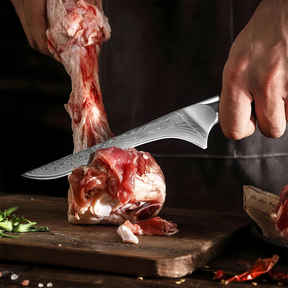 67-Layer Damascus Steel Boning Knife – Forged Kitchen Knife Damascus Kitchen Knife Axl