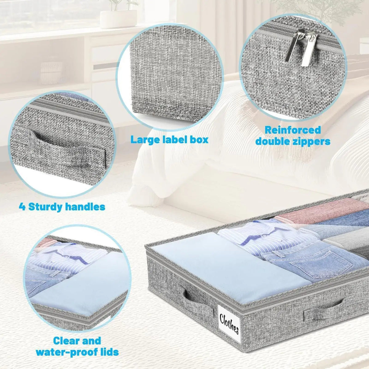Under Bed Storage Containers – Large Foldable Bins for Bedding Under Bed Storage Bin Axl