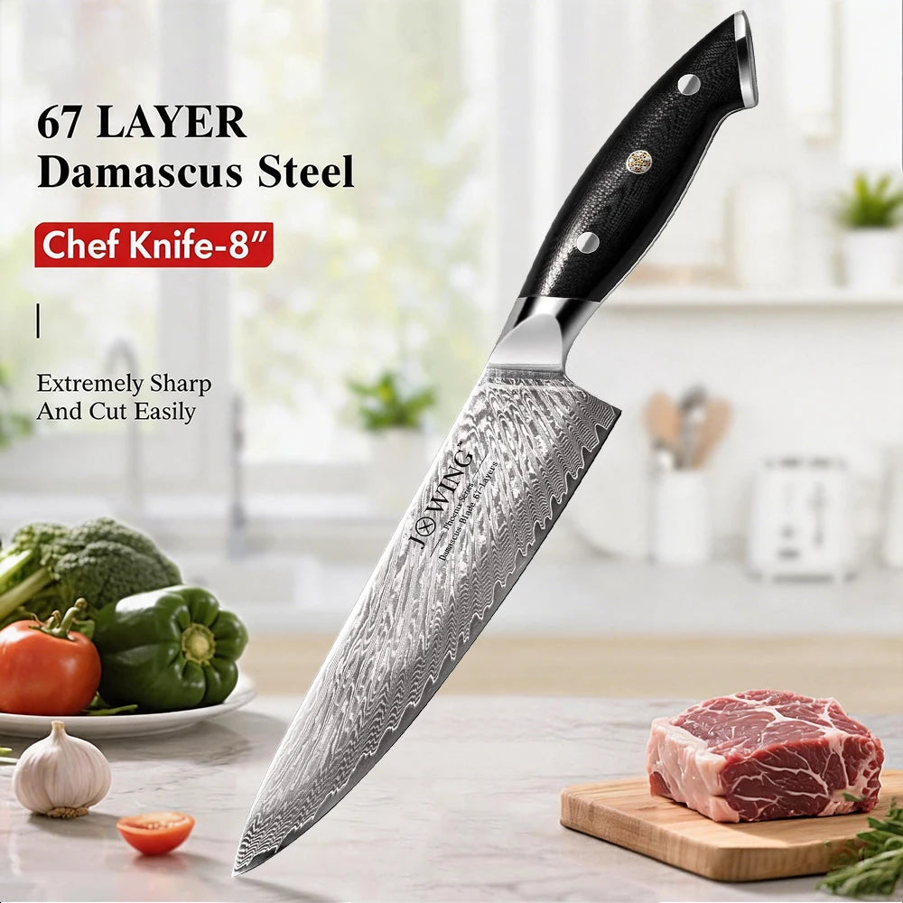 Damascus Steel Bunka Knife – 67-Layer VG10 with Gift Box Damascus Kitchen Knife Axl