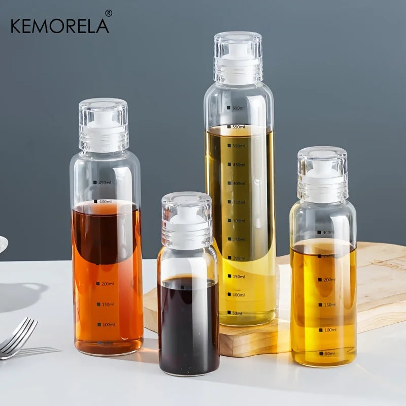 KEMORELA Glass Oil Bottle with Scale 300/450/600ml | Kitchen Glass Oil Dispenser Axl