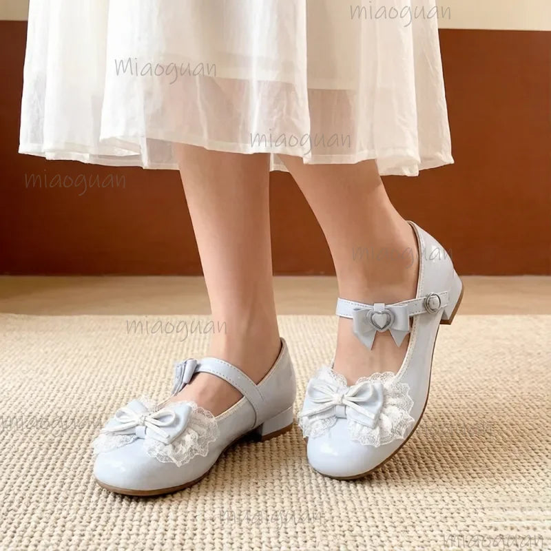 Lolita Lace Bow Mary Jane Flats – Women's Sweet Ballet Shoes Mary Jane Flats Axl