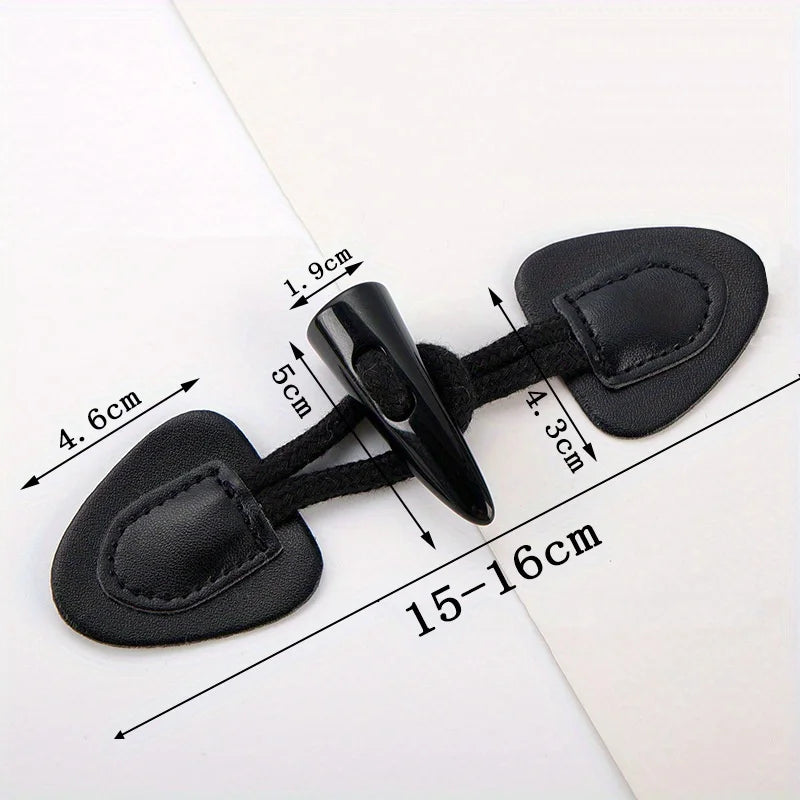 4 Pairs PU Leather Horn Toggle Buttons – Coat & Jacket Sewing Sewing Toggle Buttons Axl Black 4 Pairs