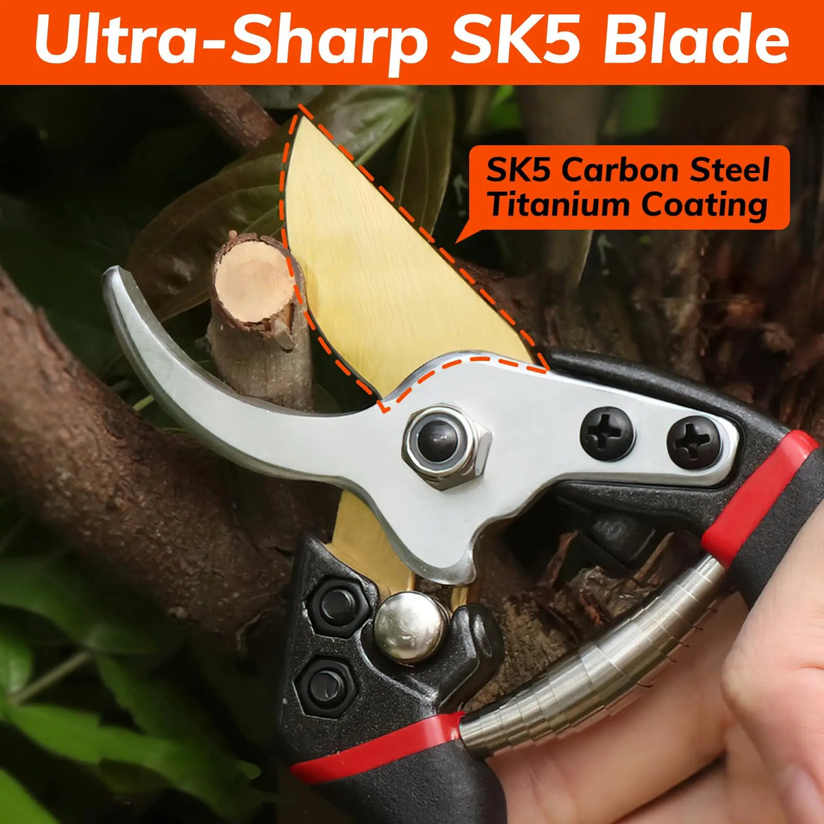 PLYS 7.7" Titanium Bypass Pruning Shears | SK-5 Steel Pruners Bypass Pruning Shears Axl