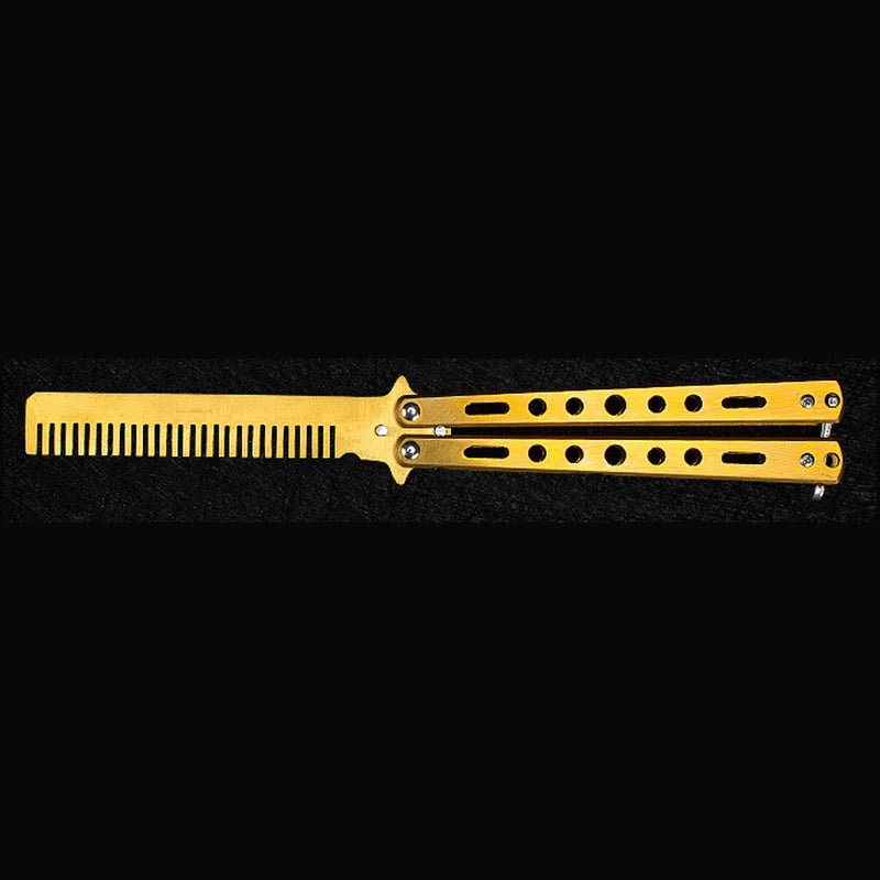 Stainless Steel Butterfly Comb – Folding Practice Swing Comb Butterfly Practice Comb Axl Gold