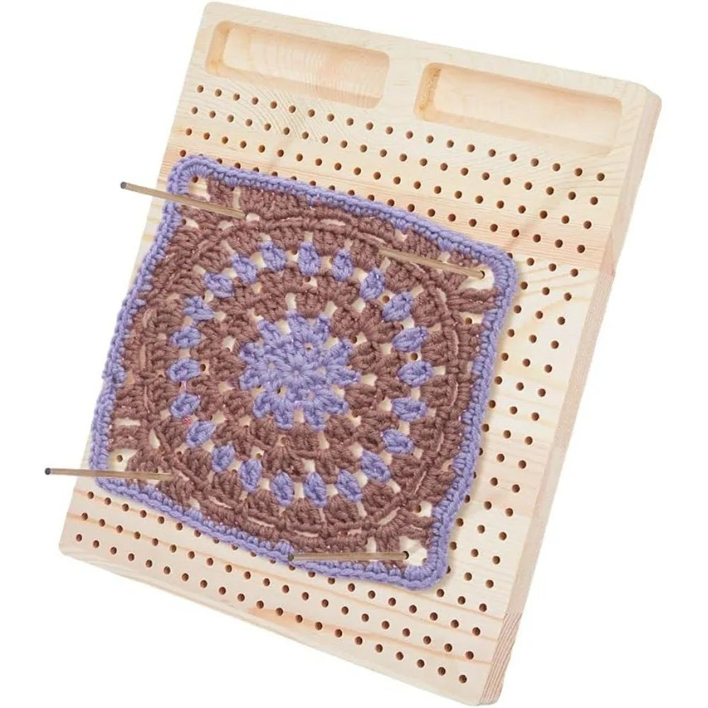 Wooden Crochet Blocking Board with 30 Steel Rod Pins – 11×10 in Blocking Board Kit Axl AECH04-19009