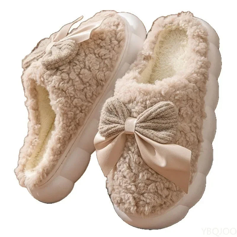 Women's Butterfly Cotton Slippers – Warm Thick Sole Indoor Indoor House Slippers Axl