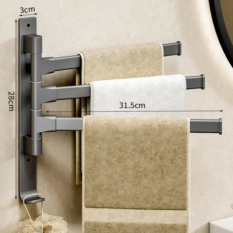 Wall Mounted Rotatable Towel Rack – Space Aluminum 2–5 Bars Towel Rack Axl Gray 3 Bar