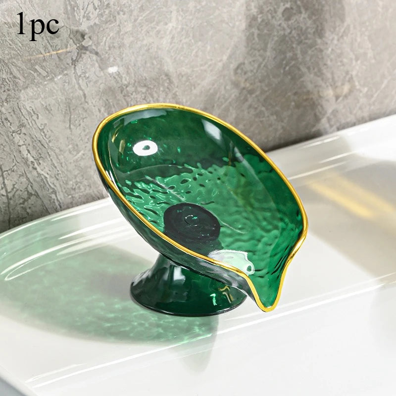 Oval Soap Dish with Drainage Holes – Plastic Bathroom Organizer Soap Dish Axl Transparent Green