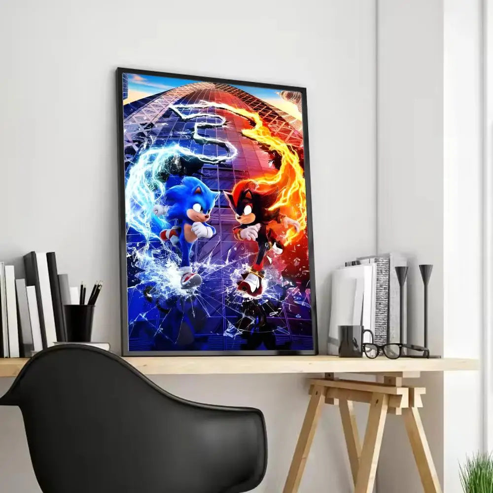 Anime Sonic Canvas Wall Art Poster – Unframed Home Decor Canvas Wall Art Axl Black5 40X50cmFrameless