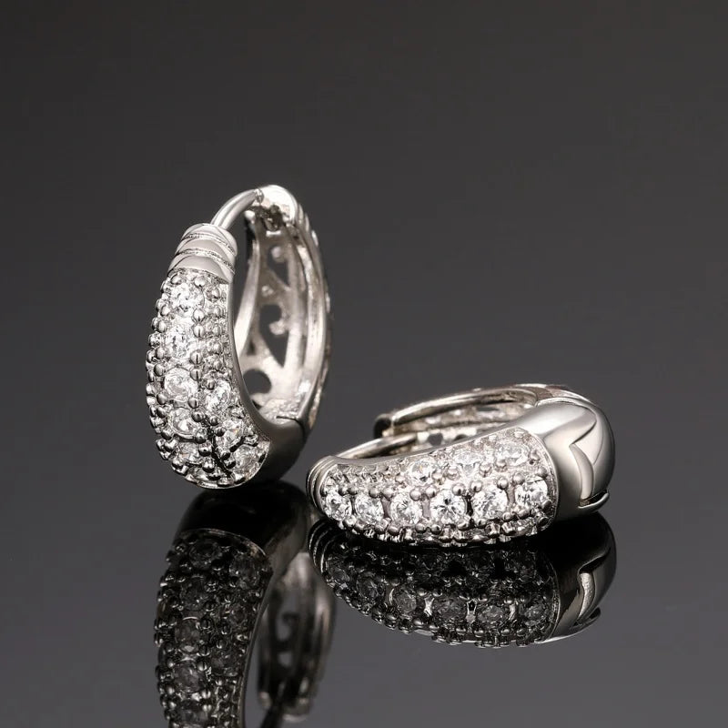 Huitan CZ Paved Geometric Hoop Earrings – Women's Fashion Hoop Earrings Axl