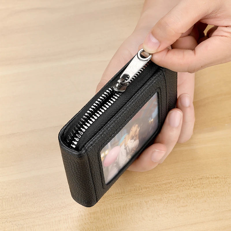 Korean Accordion Card Wallet – PU Leather Zipper Organizer Card Wallet Organizer Axl