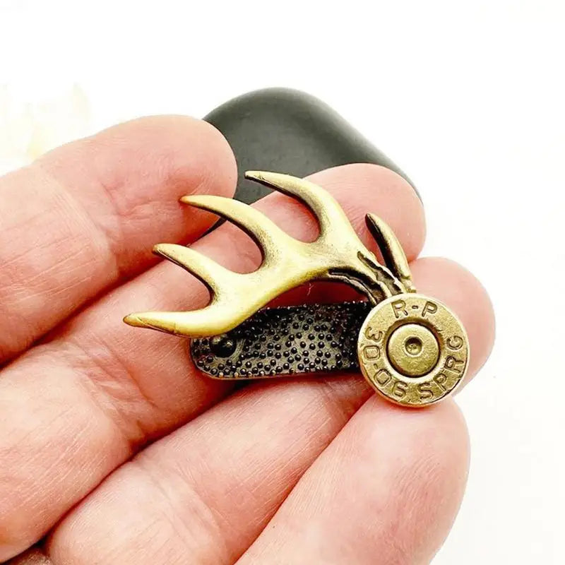 Brass Antler Hat Clip – Handcrafted Metal Brim Clip for Hunters Hat Brim Clip Axl