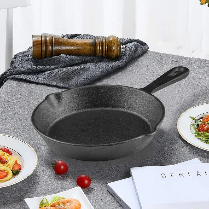 6-Inch Pre-Seasoned Cast Iron Frying Pan – Heat-Resistant Handle Cast Iron Skillet Axl