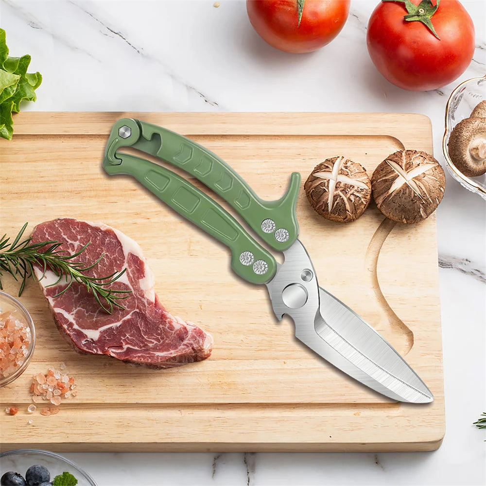 Multi-Functional Kitchen Scissors – Heavy Duty Chicken Bone Shears Kitchen Shears Axl Scissors-Green