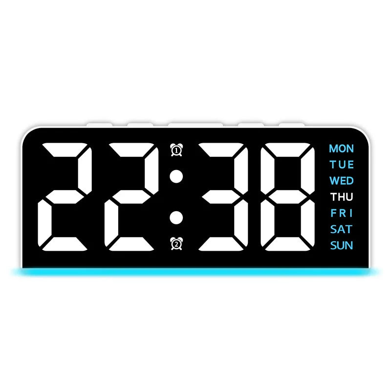 7" LED Digital Alarm Clock – Dual Alarm, Date & Night Light Digital Alarm Clock Axl White shell - Blue